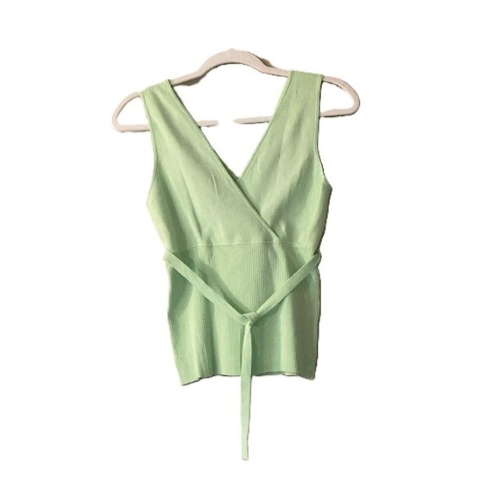 Mint Green Sleeveless Top with V-Front & Back • Size XS • Ann Taylor Loft